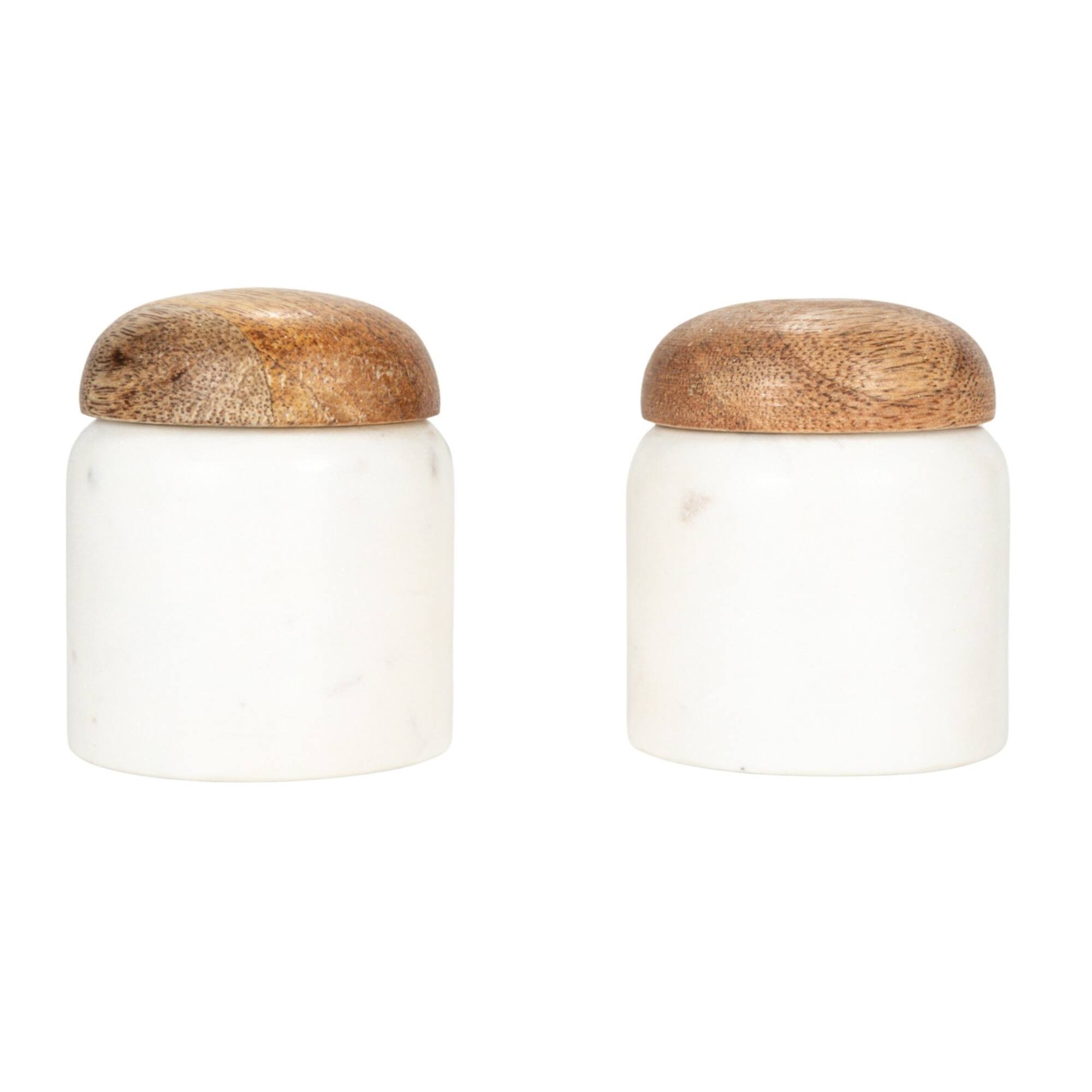 Hello Honey® 3.25" White Marble & Mango Wood Pinch Pot with Lid